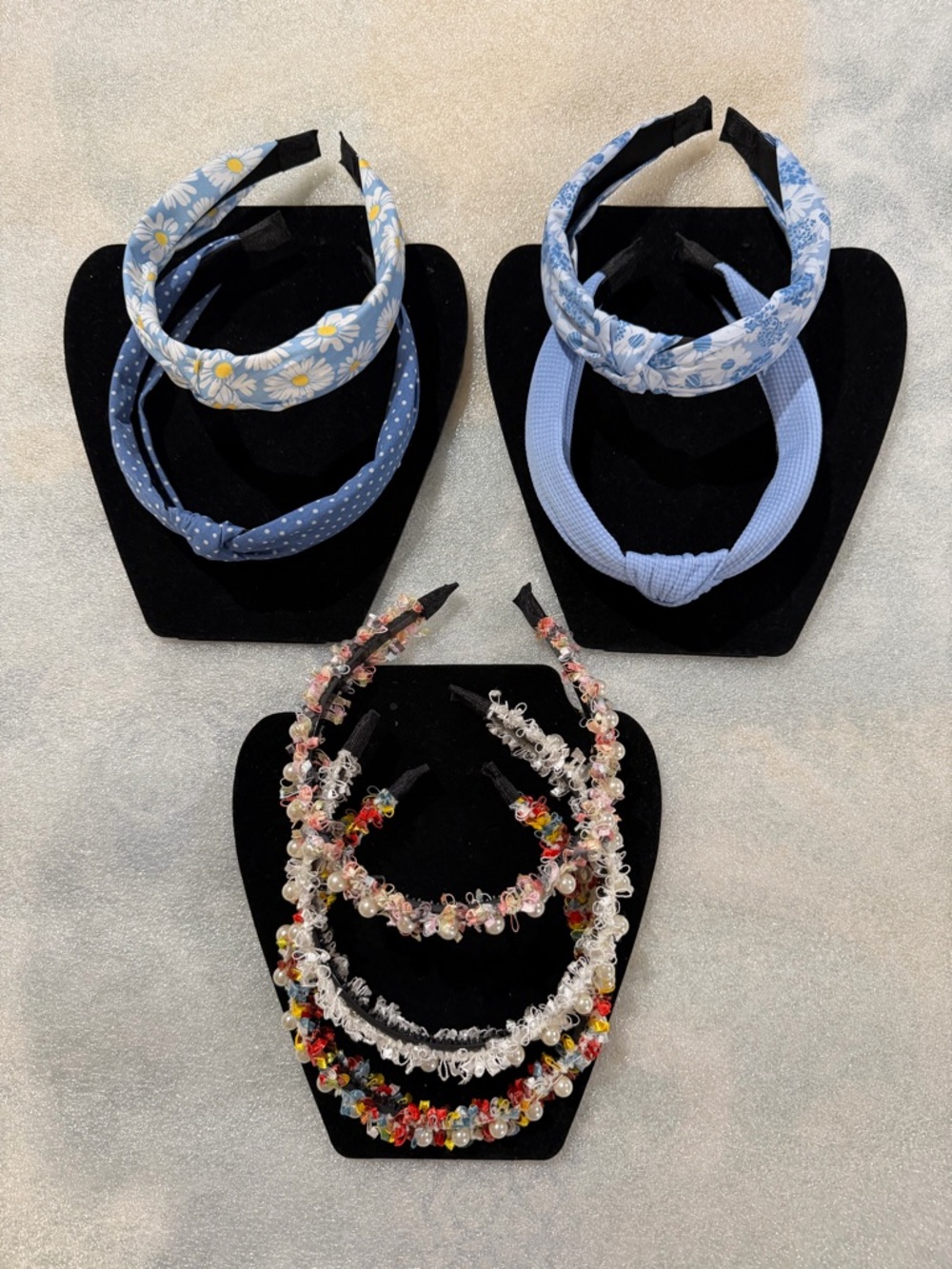 Girls Blue Floral and faux pearl Headbands